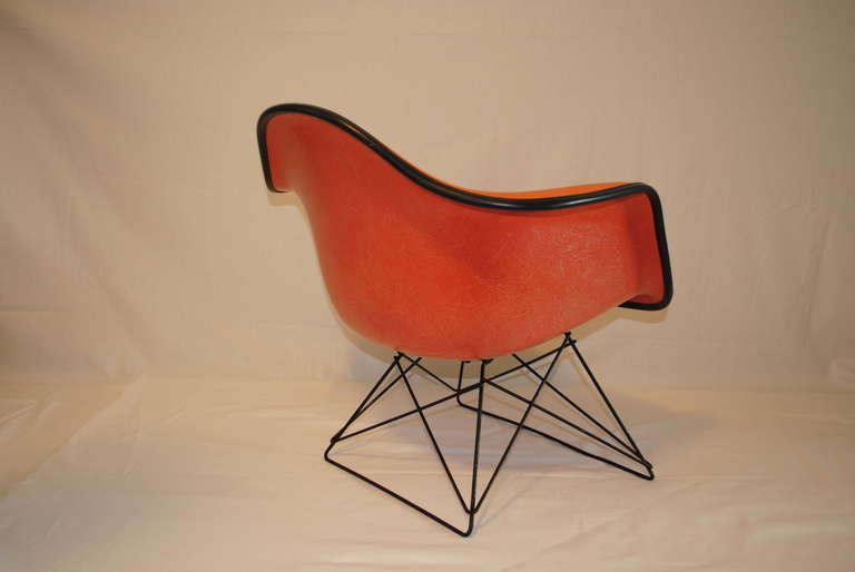 American Orange Mid-Century Modern Eames Lounge Chair by Herman Miller-LAR For Sale