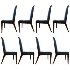 Set of 8 Mastercraft Amboyna Burl & Brass Dining Chairs