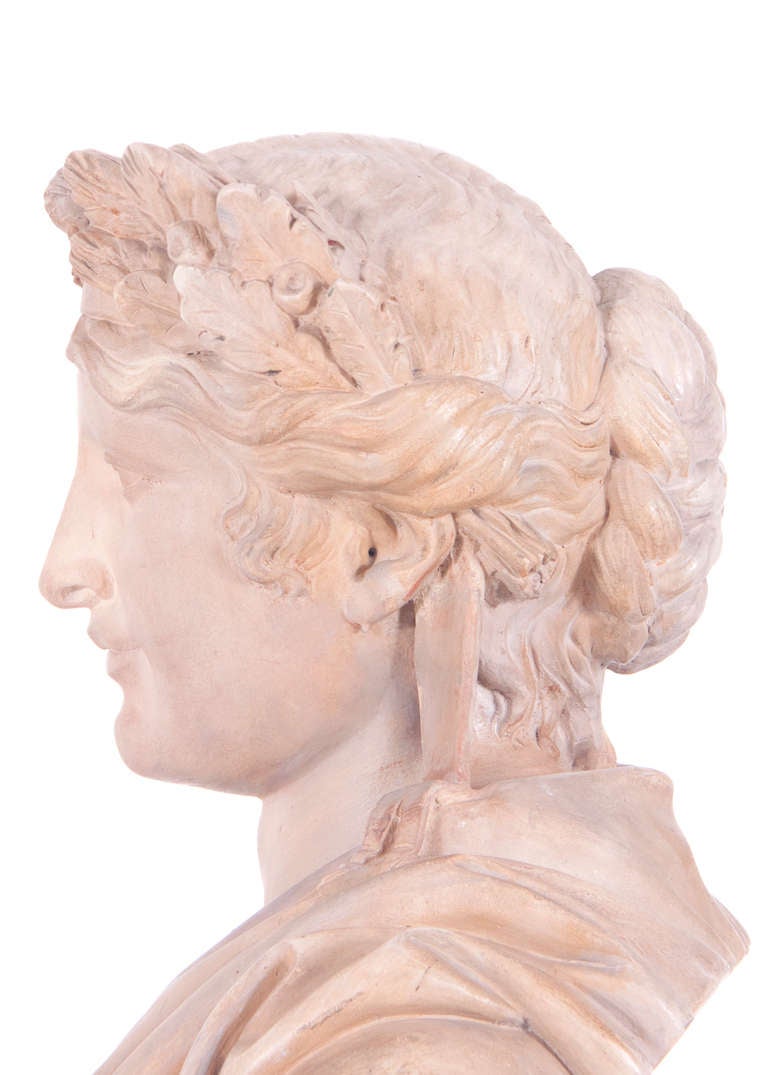 19th Century Vintage French Terracotta Bust For Sale