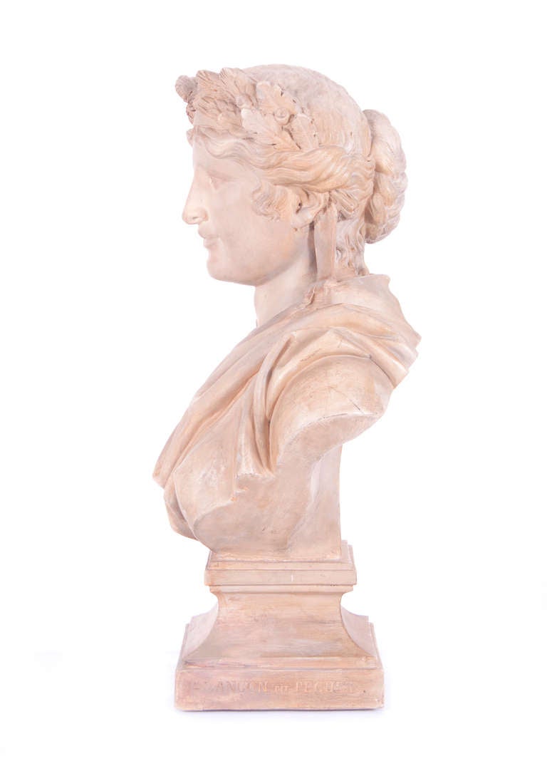 Vintage French Terracotta Bust In Good Condition For Sale In Houston, TX