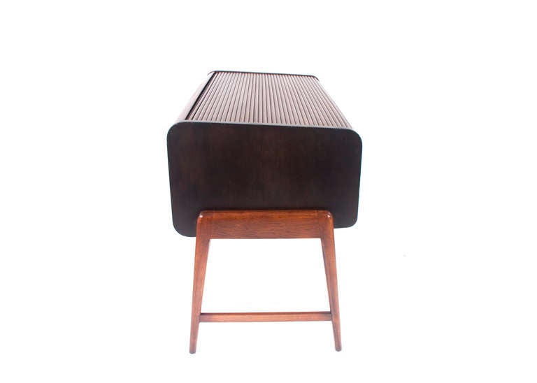 Mid Century Modern Tambour Roll Top Desk by Sligh-Lowry For Sale at 1stDibs