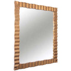 French Monumental Geometric carved Gold Gilded Mirror