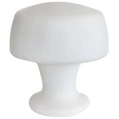 Mid-Century Modern Laurel "Mushroom" Table Lamp in Frosted White Glass