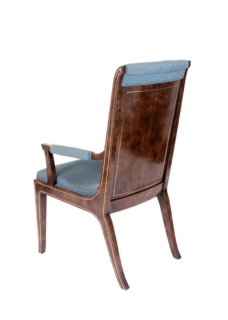 Mastercraft Burl Amboyna Wood Dining Chairs, Set of 8 In Good Condition In Houston, TX