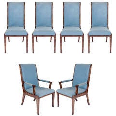 Mastercraft Burl Amboyna Wood Dining Chairs, Set of 8