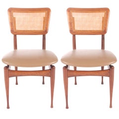 Pair Mid-Century Modern Thonet Dining Charms with Cane Back