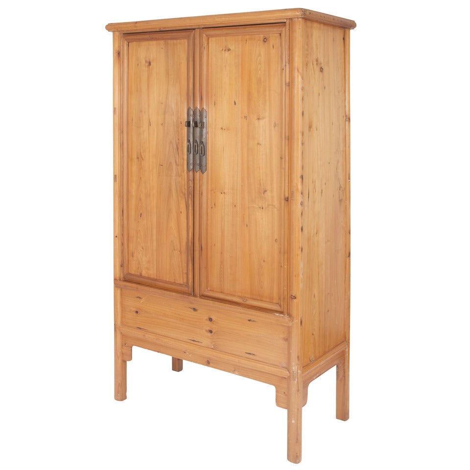 Pine Wardrobe with Iron Hardware For Sale
