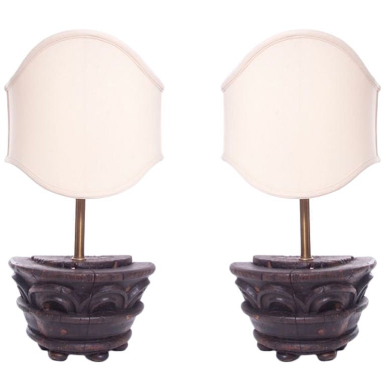 Pair of Architectral  Element Table Lamps For Sale