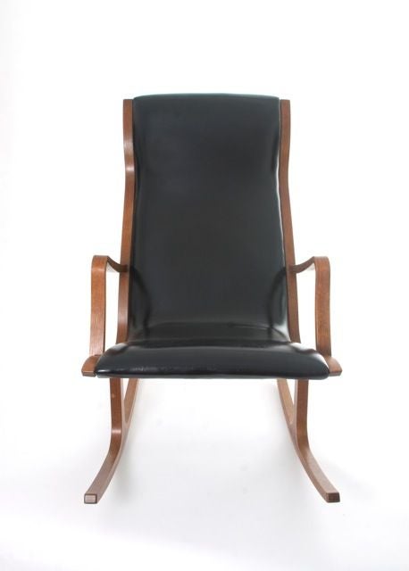 Japanese Tendo Mokko Heron Bentwood Frame Rocking Chair