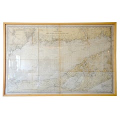 Framed Vintage Nautical Map of Long Island Sound