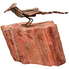 Vintage Primitive Sculpture of a Road Runner