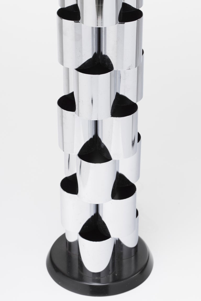 Mid-Century Modern Curtis Jere Sculptural Chromed Steel Column Lamp For Sale