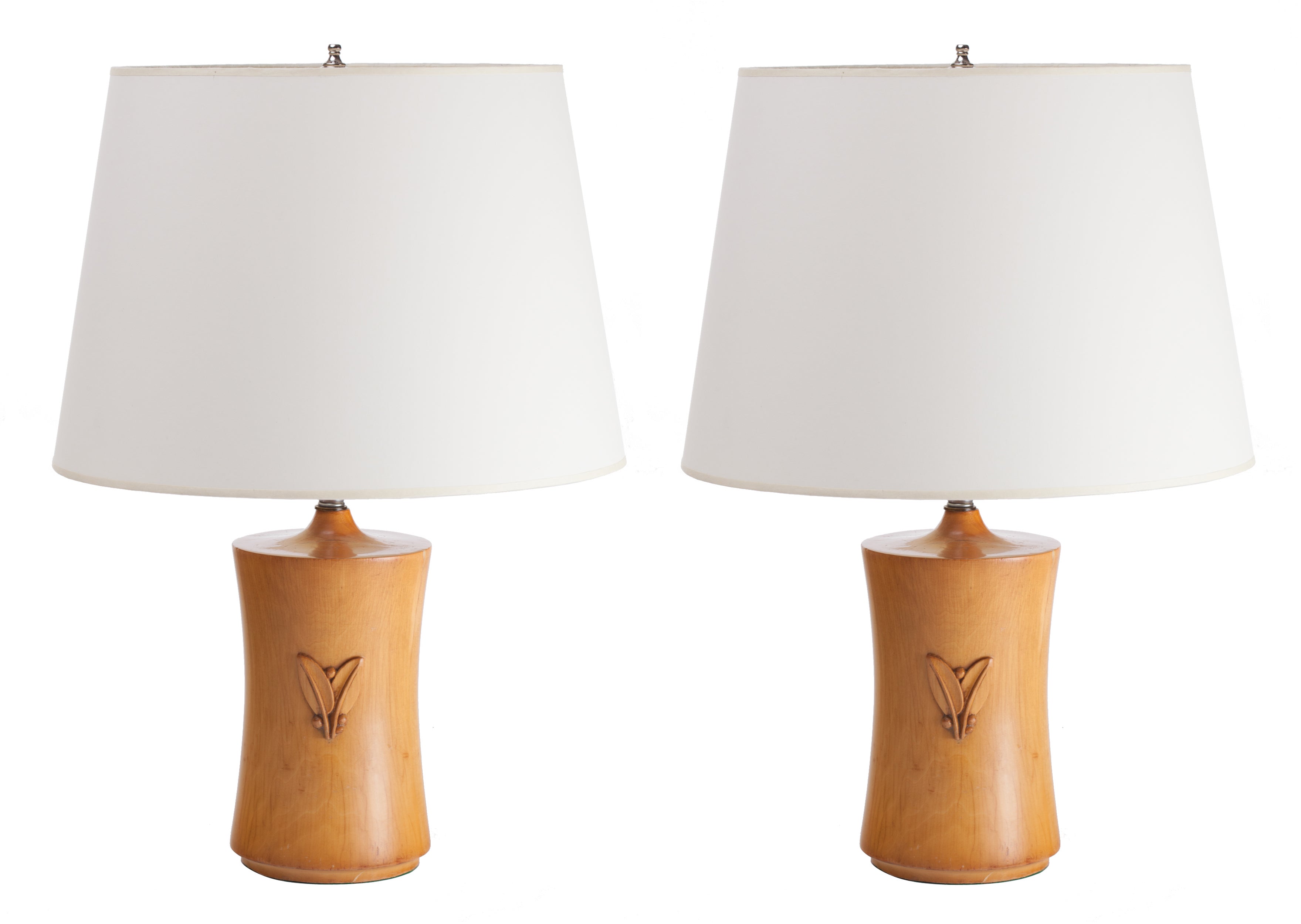 French Art Deco Pear Wood Lamps For Sale