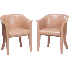 Karl Springer Nude Leather "Tulip" Armchairs 2