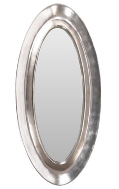 Monumental Aluminum Leaf Plaster Oval Mirror