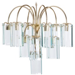 Waterfall Beveled Glass and Brass Chandelier 7