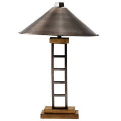 Post Modern Steel and Brass Memphis Style Lamp
