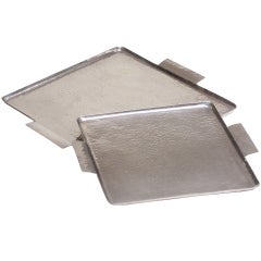 Hammered Nickel and Bronze Trays Attributed to Josef Hoffman