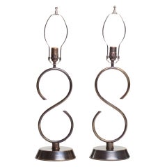 Patinated Brass Sculpture Table Lamps 5