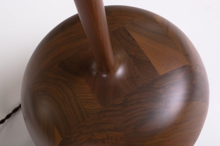 American Monumental Sculpted Walnut and Oak Lamp after Philip Powell