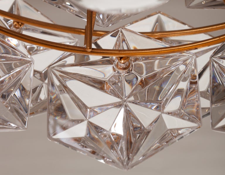 Kinkeldey Hexagonal Crystal Chandelier, circa 1960s In Excellent Condition In New York, NY