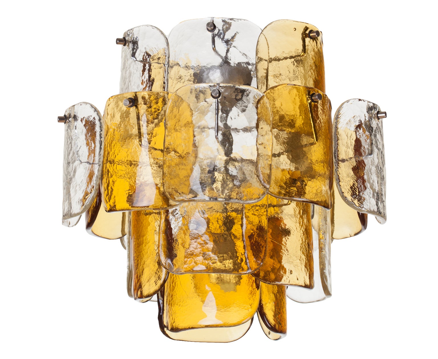 Mazzega Four-Tier Italian Murano Curved Glass Petal Chandelier