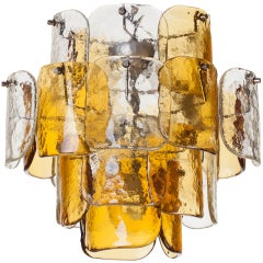 Mazzega Four-Tier Glass Petal Chandelier 7