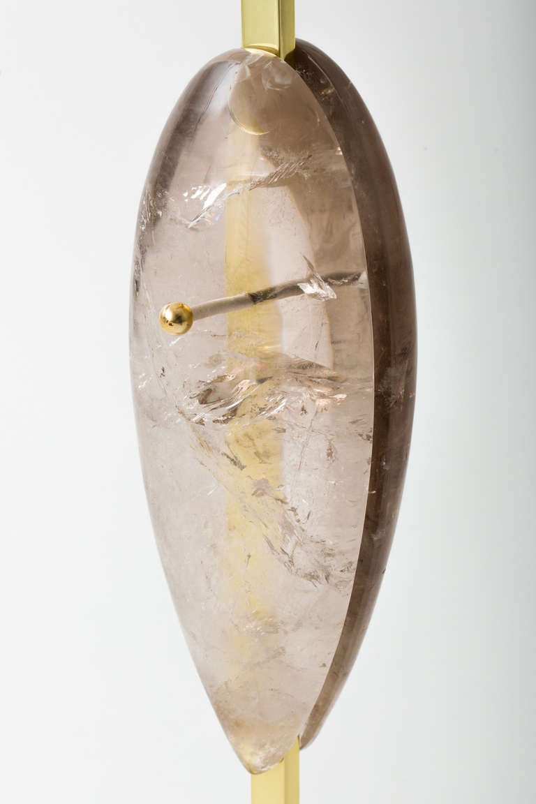 Smoke Quartz Crystal and Brass Teardrop Lamps In New Condition In New York, NY