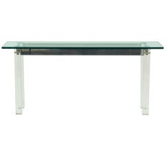 1970's Lucite, Aluminum & Glass Console Table after Charles Hollis Jones