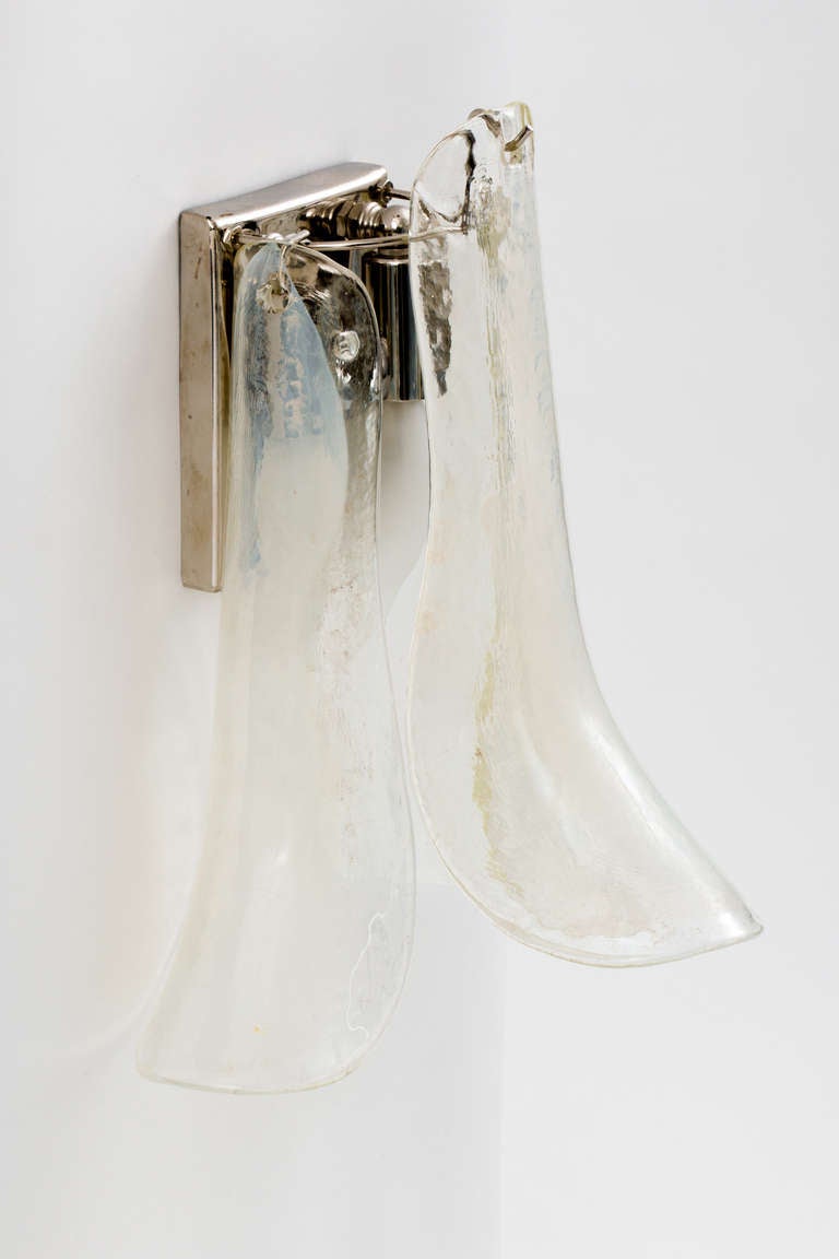 Mid-Century Modern Mazzega 1970s Italian Glass Petal Sconces