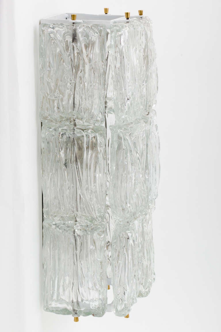 Italian Venini Glass Ice Block Sconces