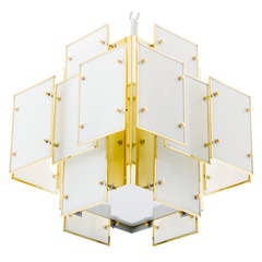 Geometric Milk Glass Panel Chandelier 6