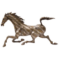Huenergardt Galloping Horse Bronze Sculpture on Lucite Base