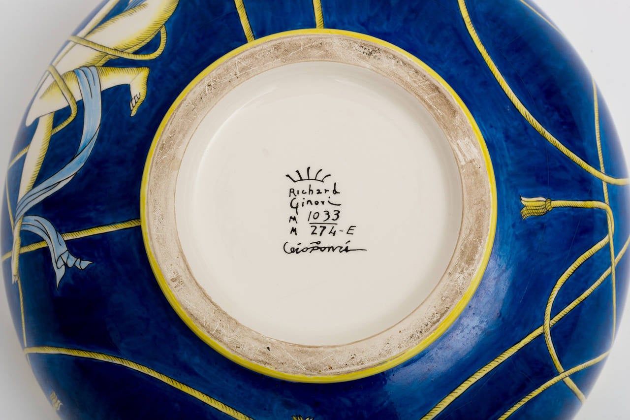 Gio Ponti for Ginori Large Italian Ceramic Centerpiece Art Deco Bowl 3