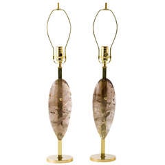 Smoke Quartz Crystal and Brass Teardrop Lamps 9