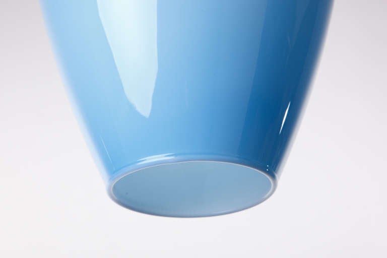 Mid-Century Modern Celestial Blue Glass Pendant Fixture For Sale