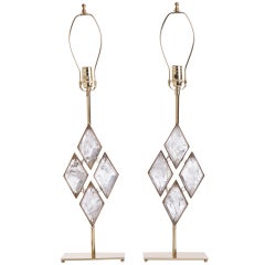 Rock Crystal and Brass Diamond Lamps 4