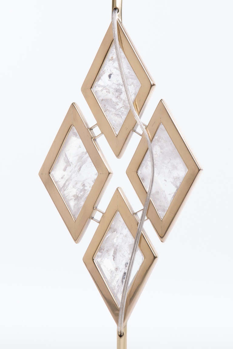 American  Brass Diamond Frame Rock Crystal Lamps