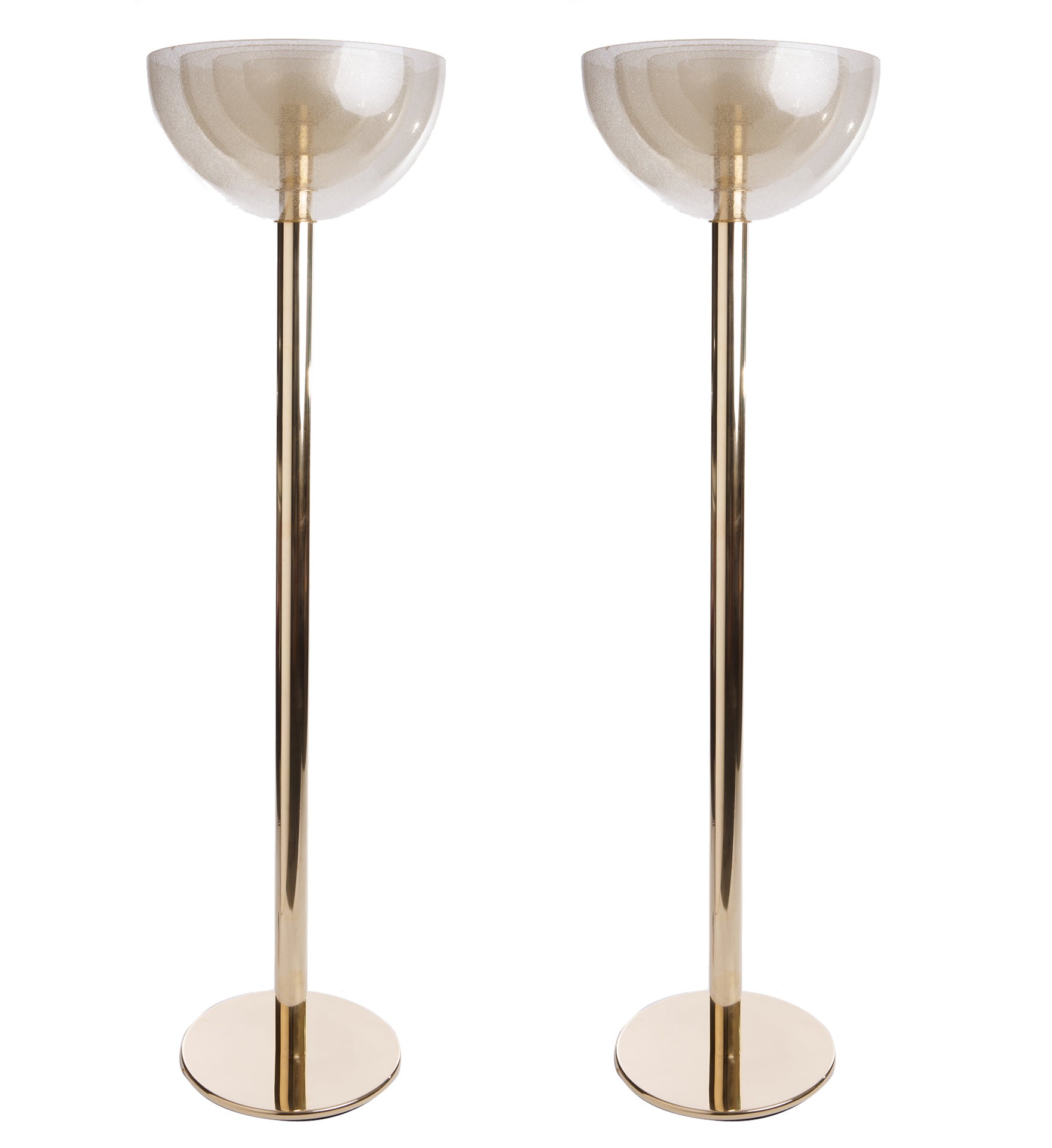 Concentric Glass Shade Brass Floor Lamps by Carlo Nason for Mazzega