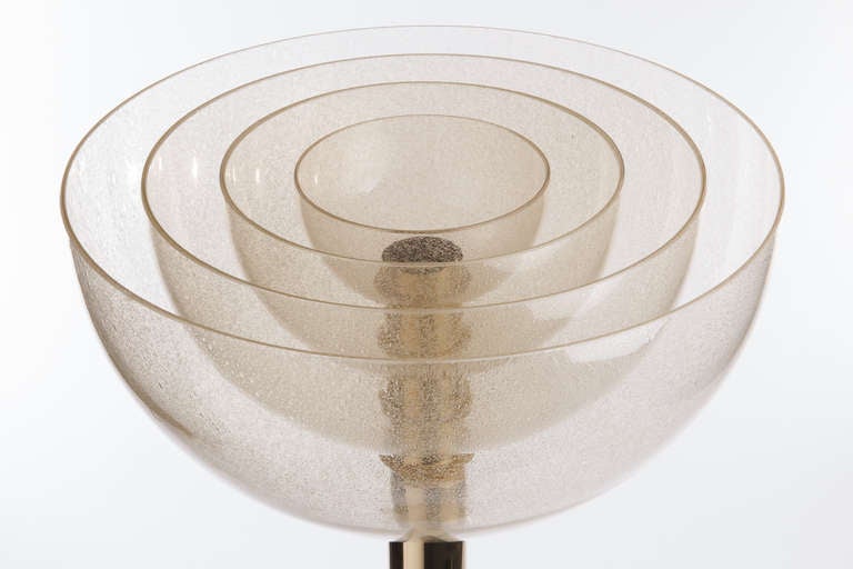 Mid-Century Modern Concentric Glass Shade Brass Floor Lamps by Carlo Nason for Mazzega