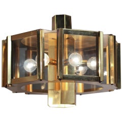 1970s Brass Hexagonal Chandelier 12