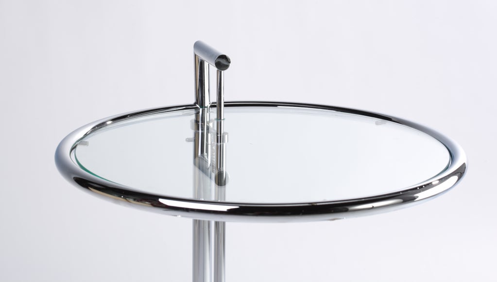 American Eileen Gray E-1027 Chrome and Glass Table