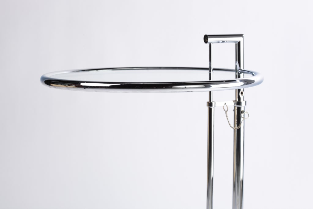 20th Century Eileen Gray E-1027 Chrome and Glass Table