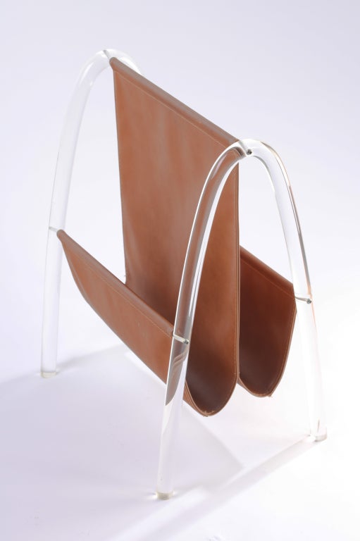 1970s Lucite Frame Magazine Holder In Good Condition In New York, NY