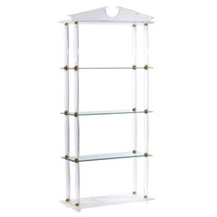 Used Neoclassic Modern Lucite and Brass Etagere