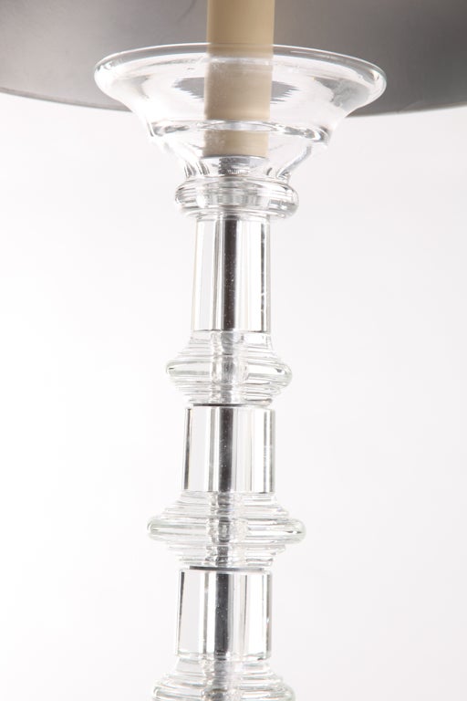 American 1970s Large Clear Glass Column Lamps 