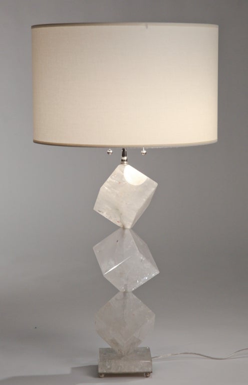 Rock Crystal Stacked Cube Lamps In New Condition In New York, NY