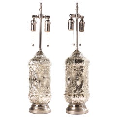 Pair of Moorish Style Mercury Glass Lamps