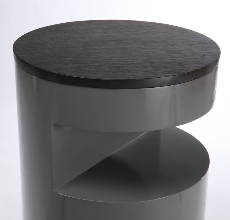 Lacquered Slate Top Round Side Tables