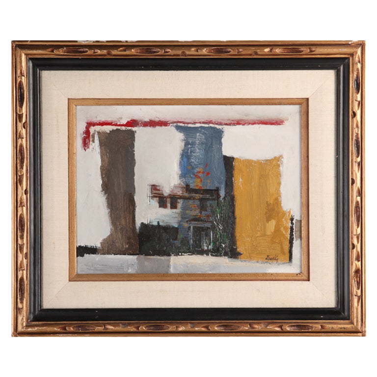 Abstract Oil Painting circa 1968 by Louis Zansky For Sale